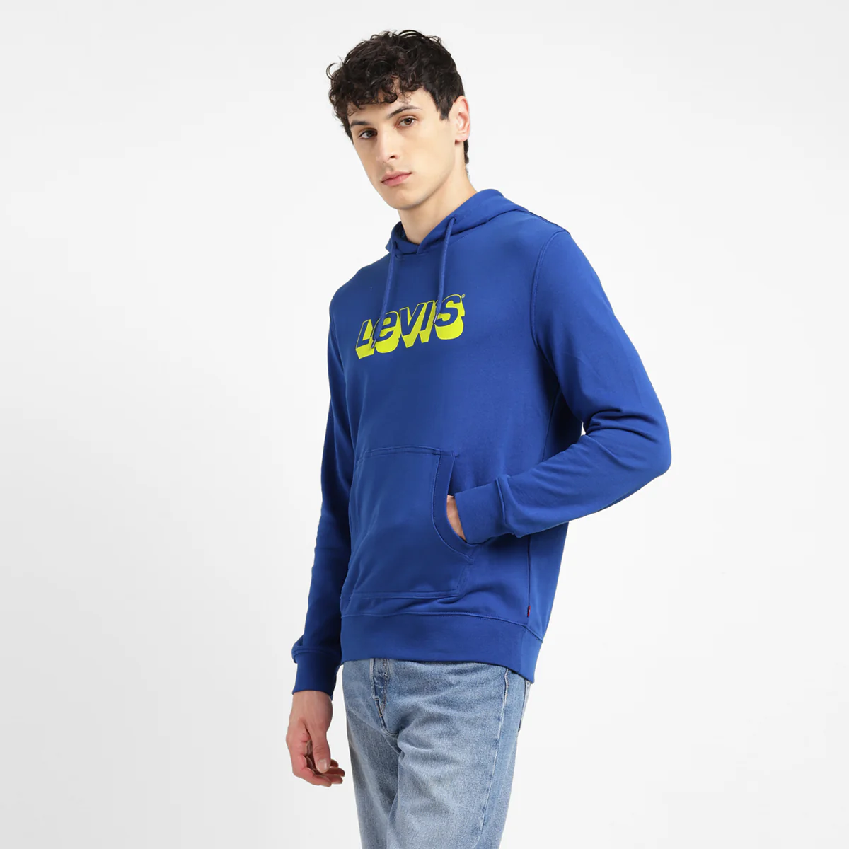 Men's Brand Logo Blue Hooded Sweatshirt - Image 3