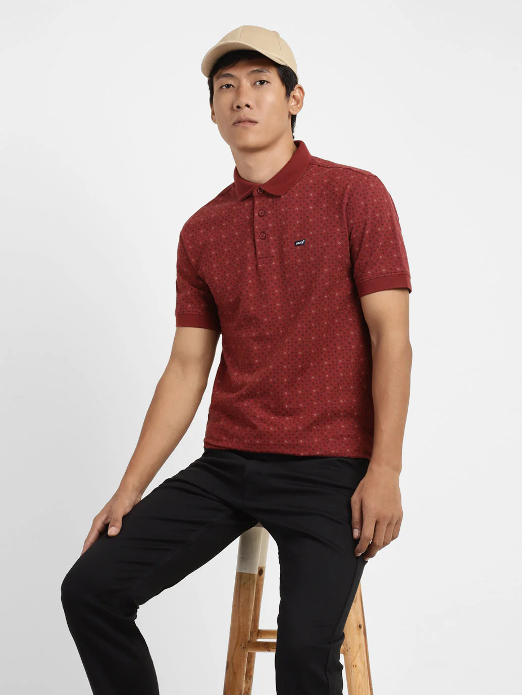 Men's Geometric Print Polo T-shirt - Image 2