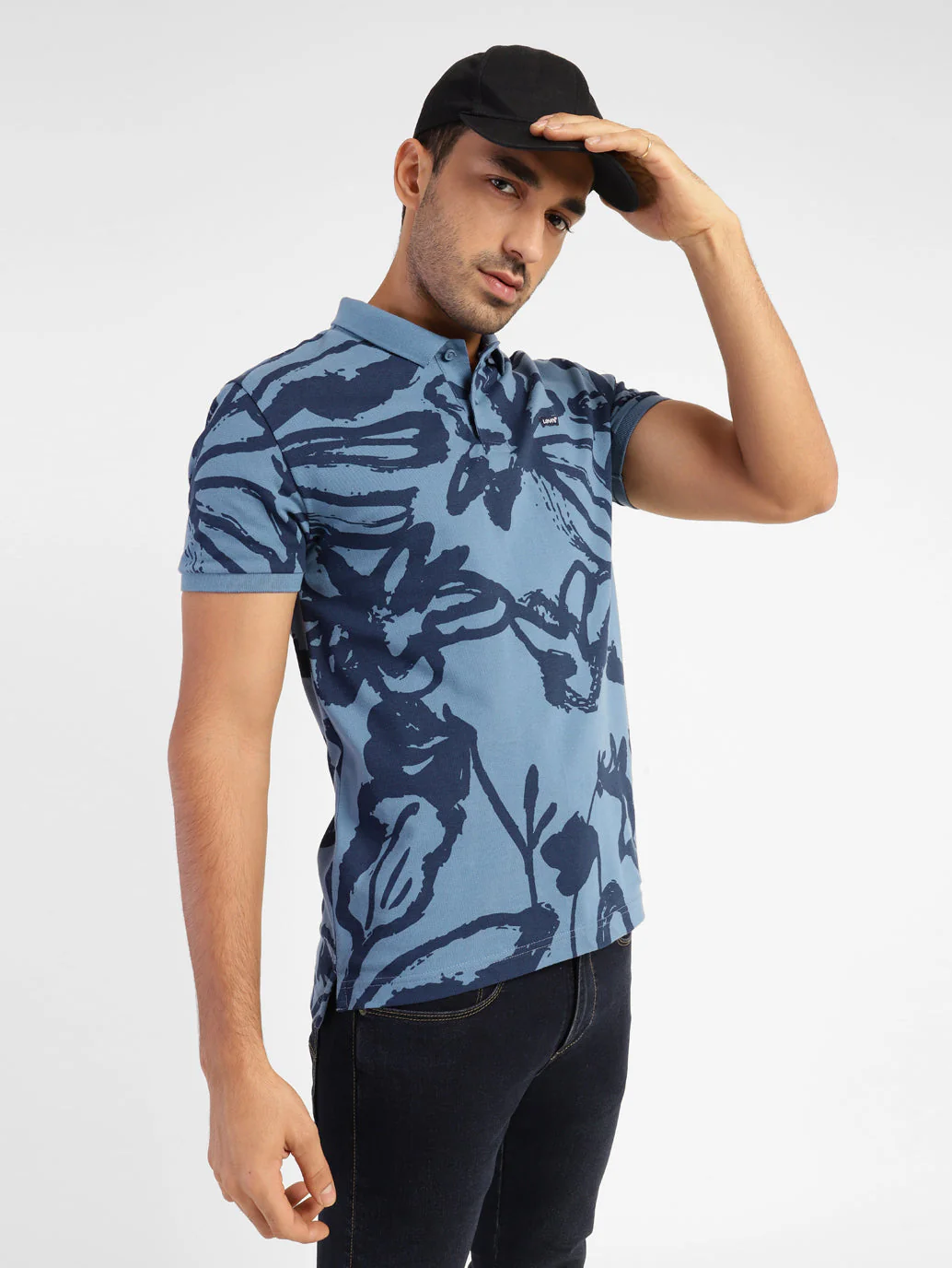 Men's Abstract Print Polo T-shirt - Image 2