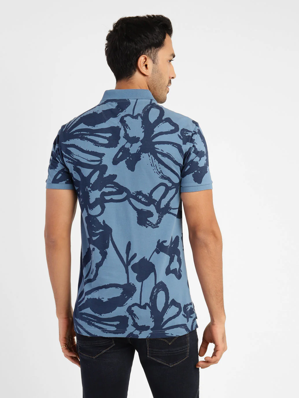 Men's Abstract Print Polo T-shirt - Image 3