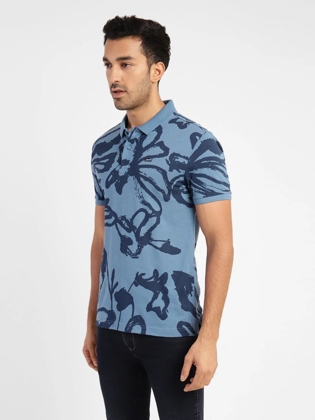 Men's Abstract Print Polo T-shirt - Image 4