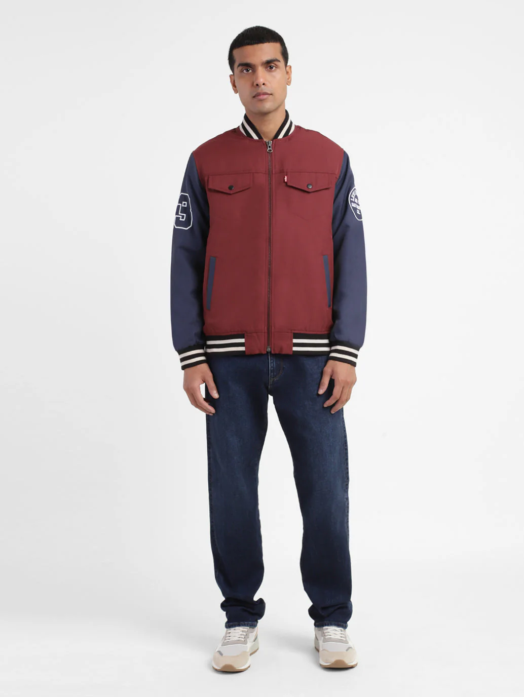 Men's Colorblock Collar Neck Bomber Jacket - Image 6