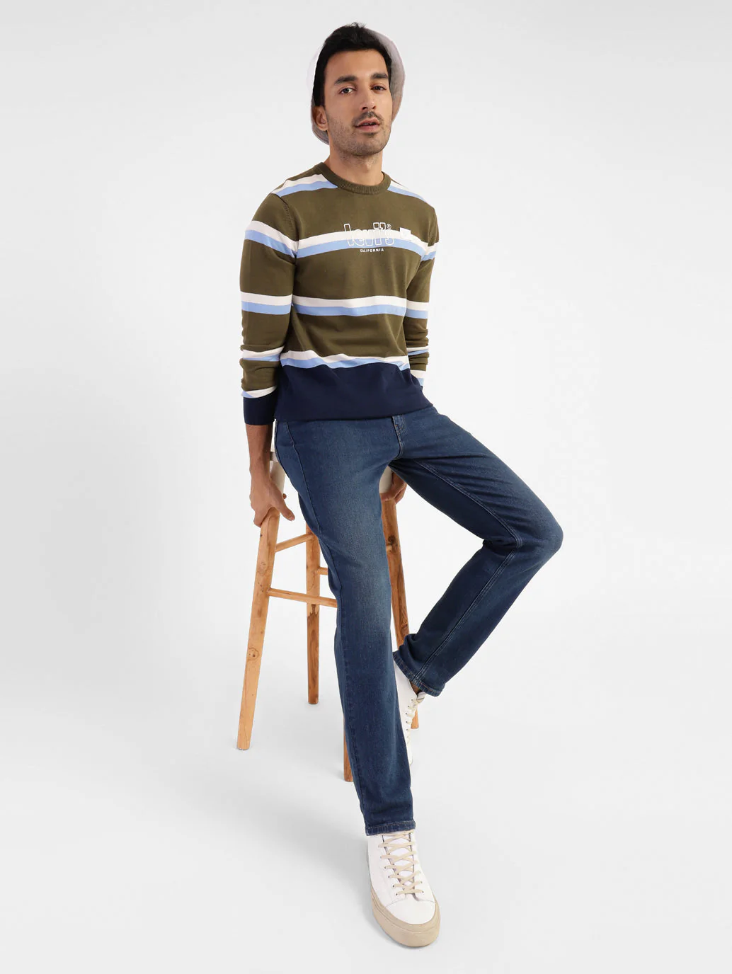 Men's Striped Crew Neck Sweater - Image 2