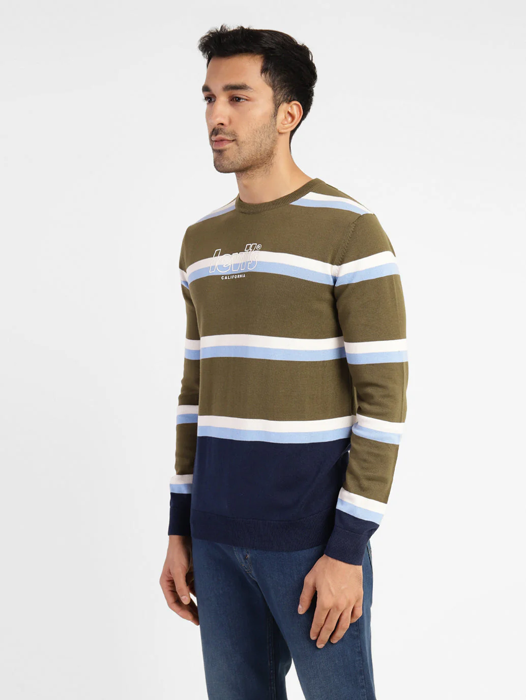 Men's Striped Crew Neck Sweater - Image 4