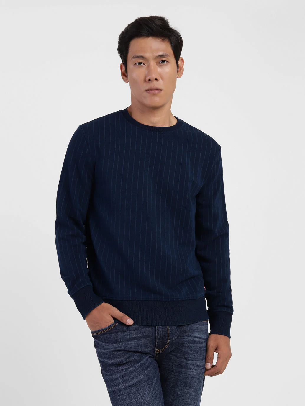 Men's Striped Crew Neck Sweatshirt