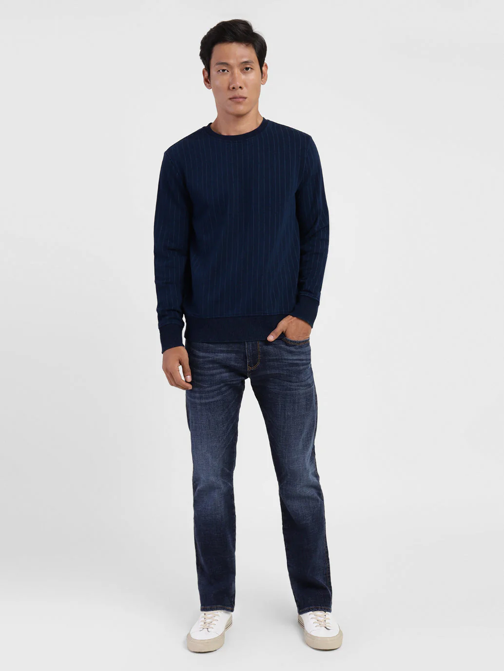 Men's Striped Crew Neck Sweatshirt - Image 5