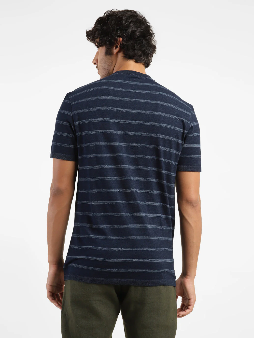 Men's Striped Henley Neck T-shirt - Image 2