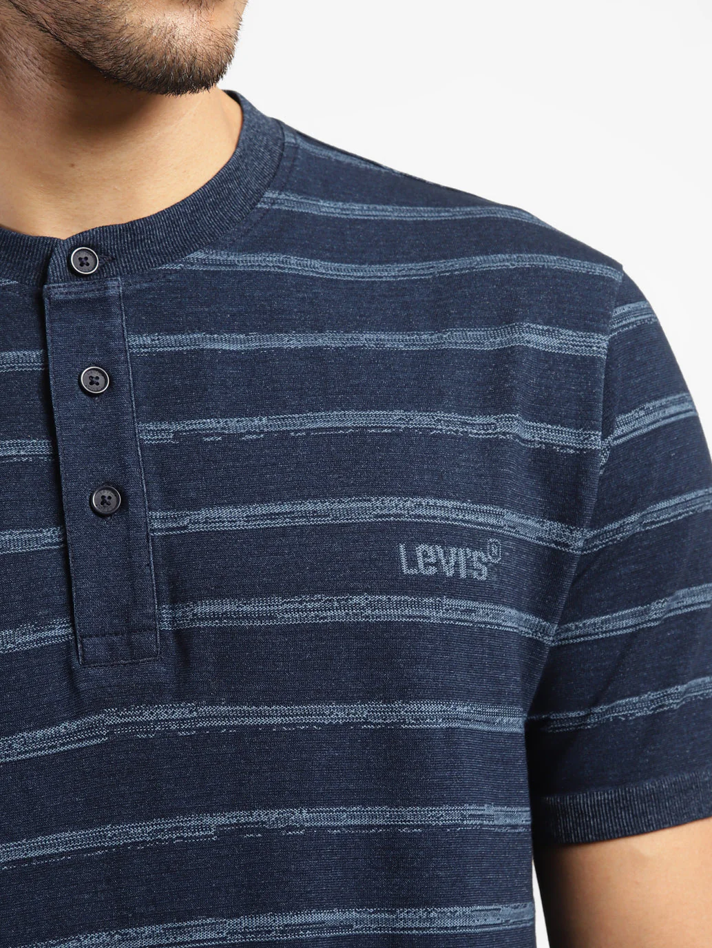Men's Striped Henley Neck T-shirt - Image 4