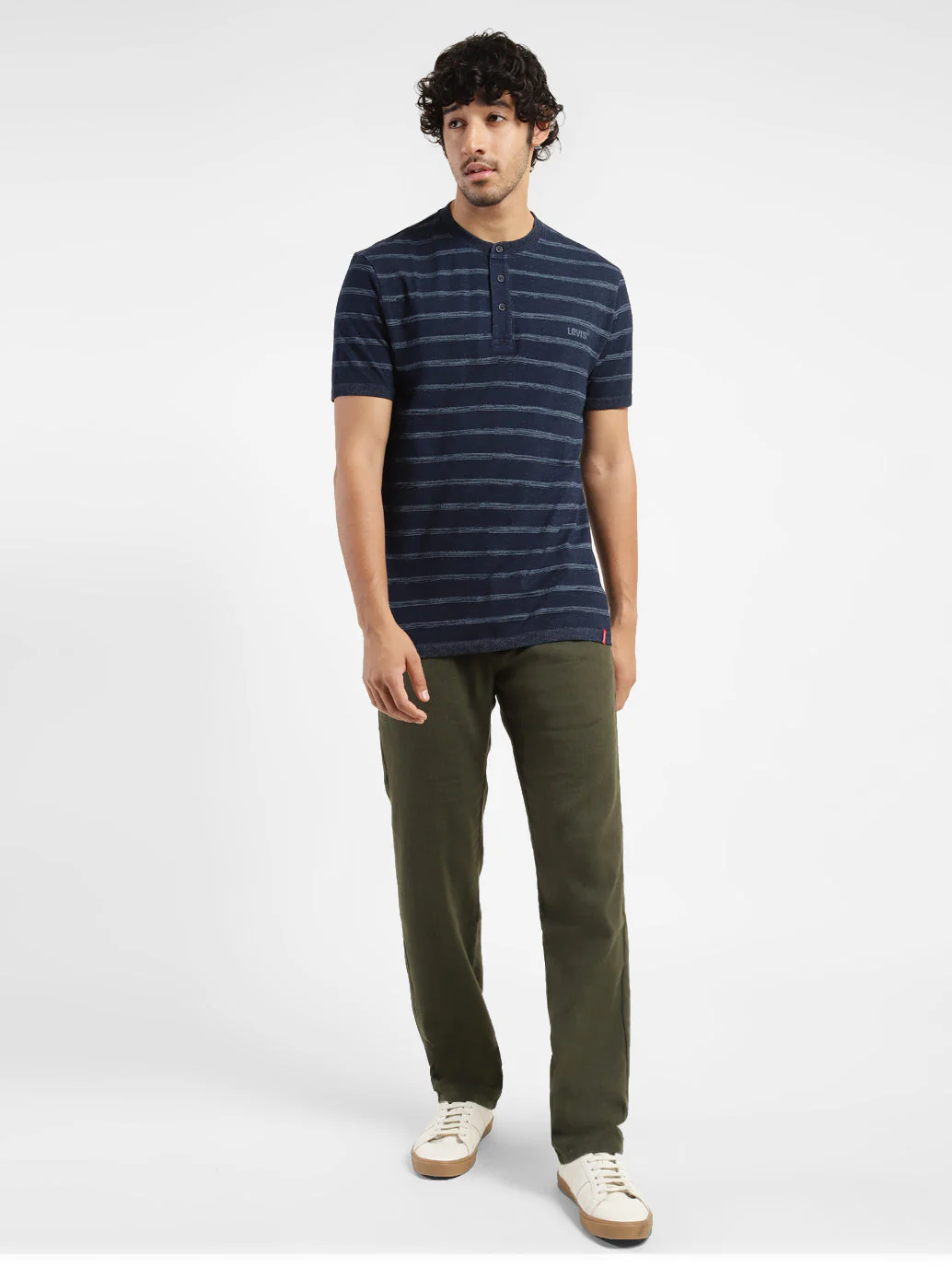 Men's Striped Henley Neck T-shirt - Image 5