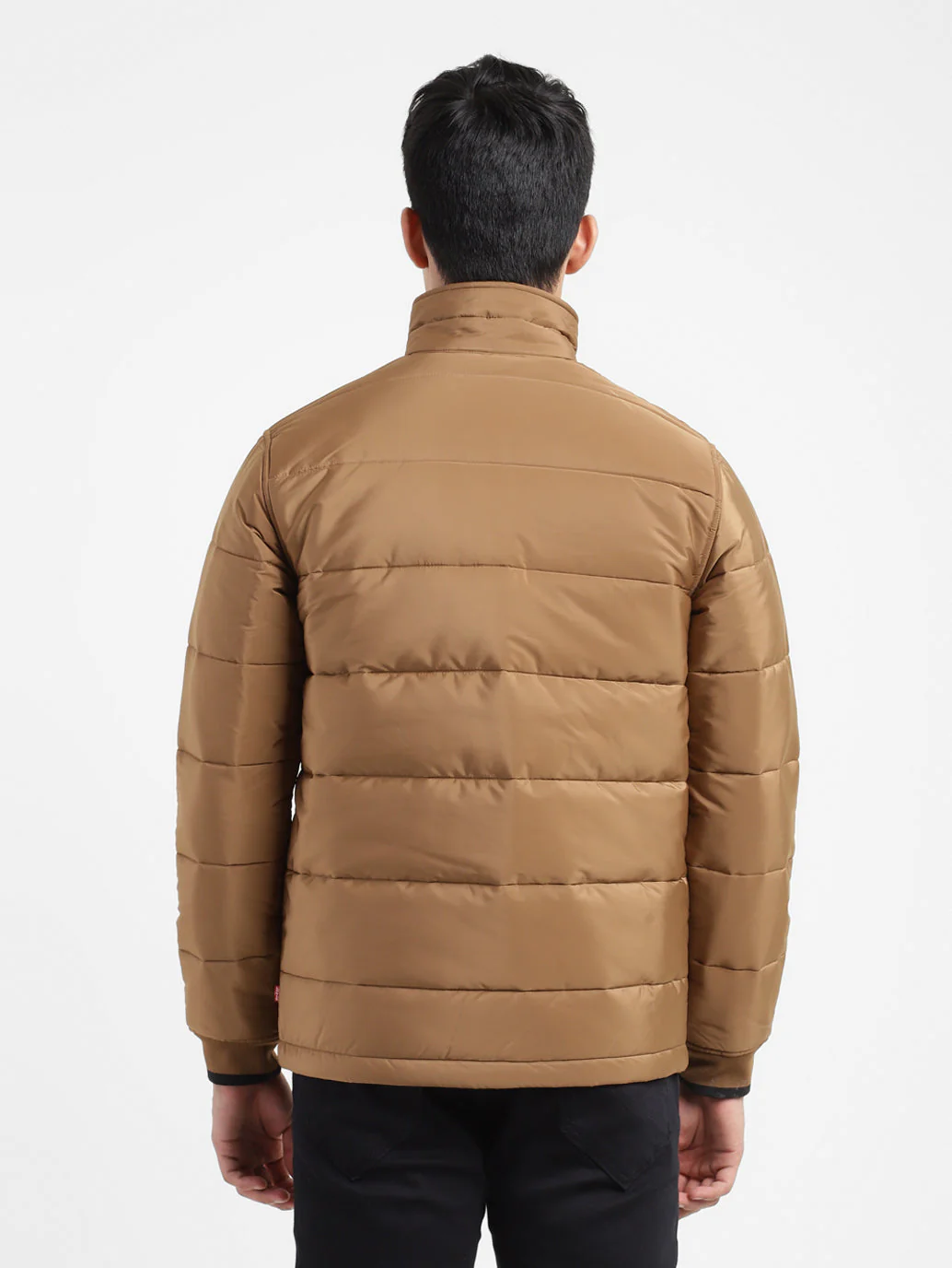 Men's Solid High Neck Quilted Jacket - Image 3