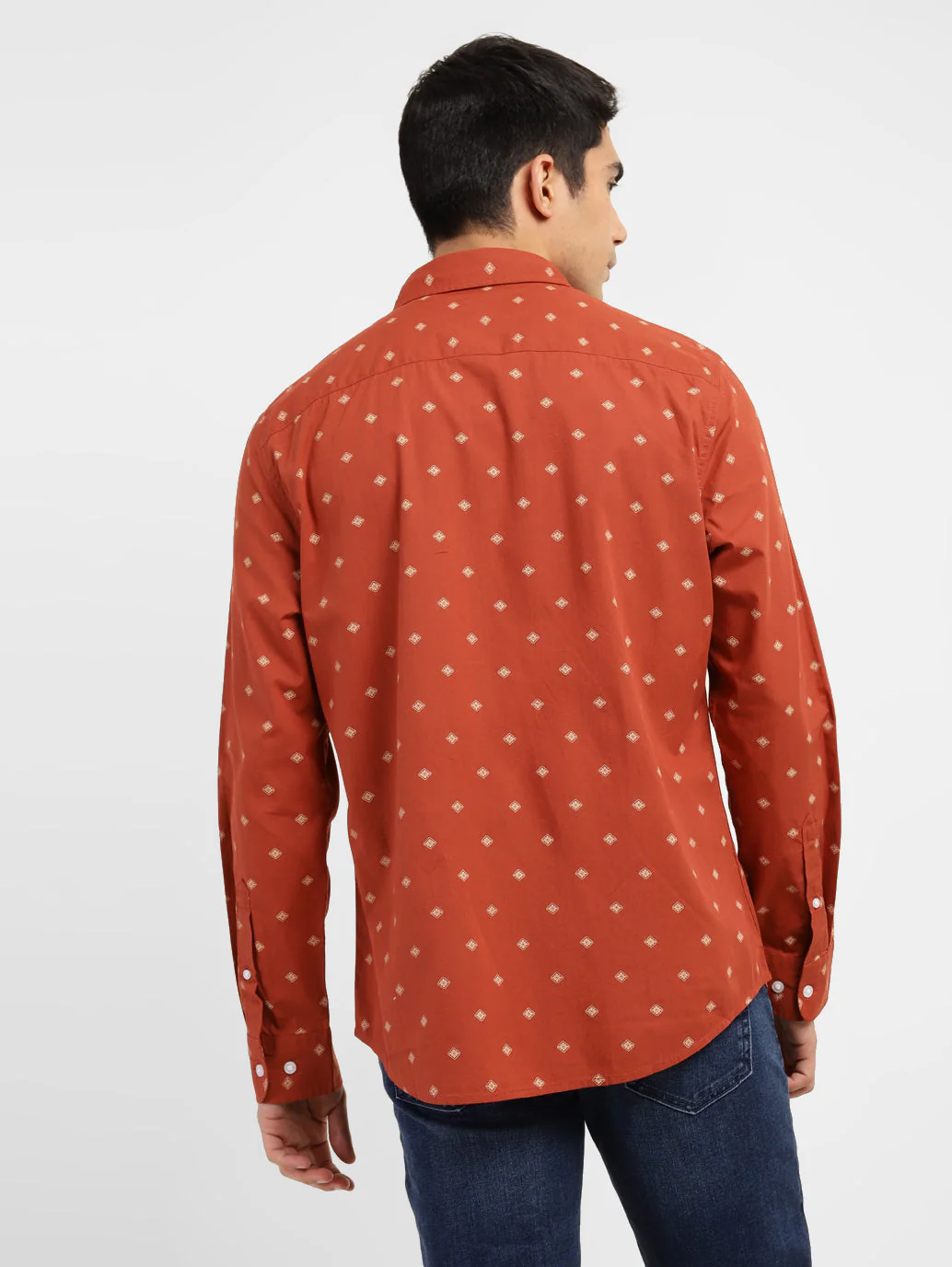 Men's Geometric Print Spread Collar Shirt - Image 3