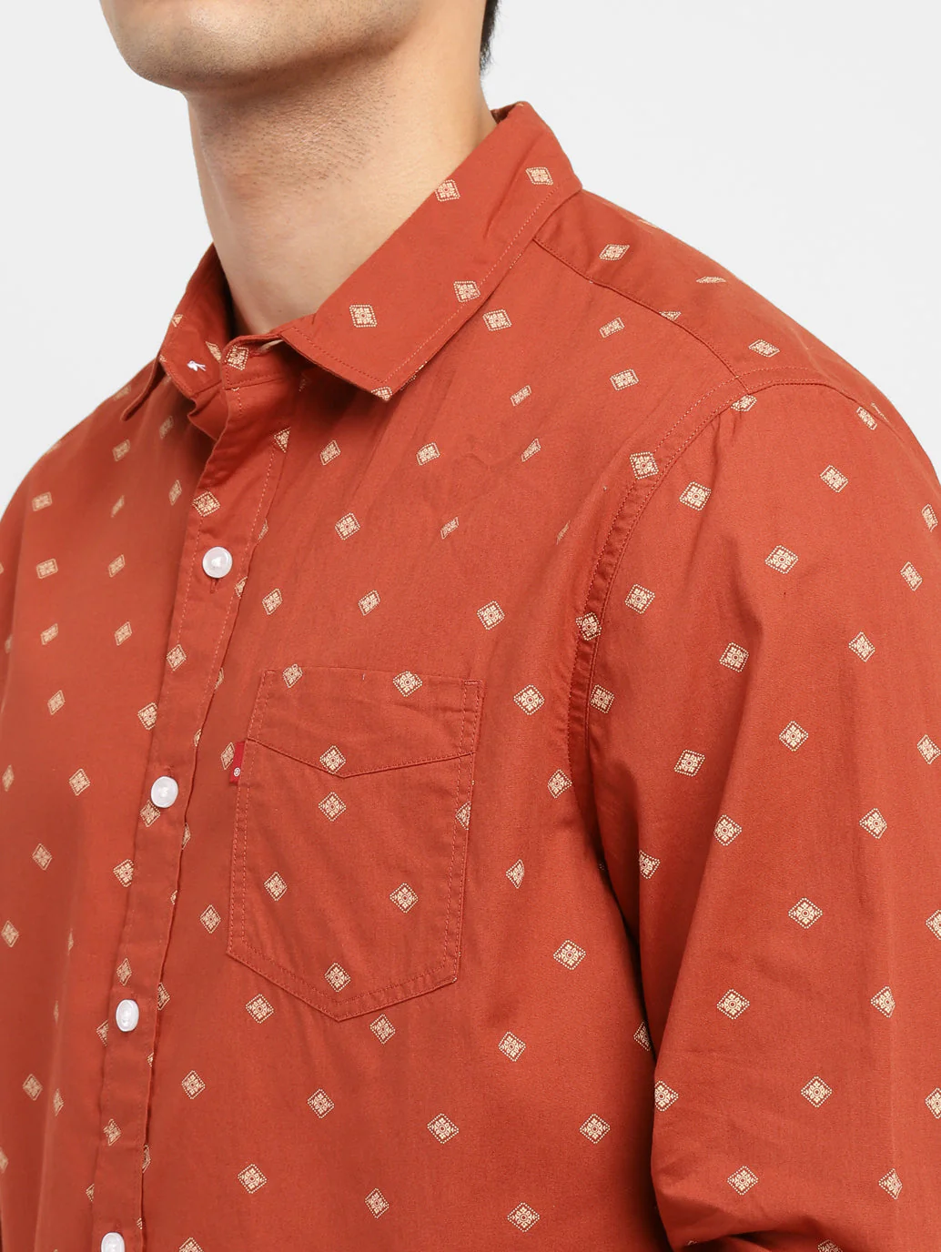 Men's Geometric Print Spread Collar Shirt - Image 5