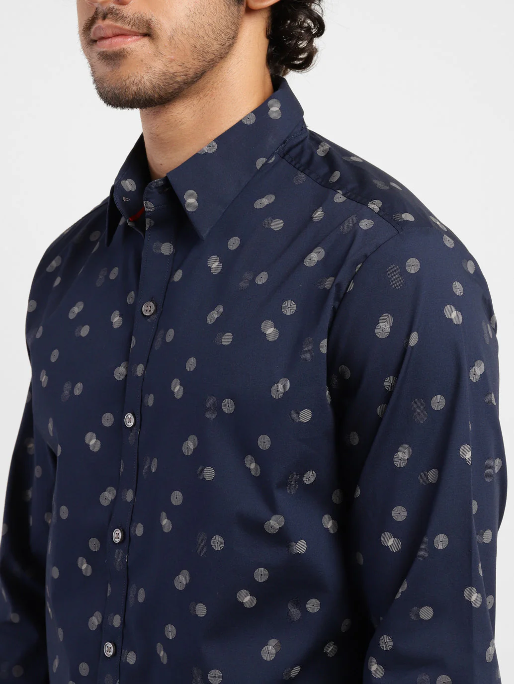 Men's Geometric Print Spread Collar Shirt - Image 4
