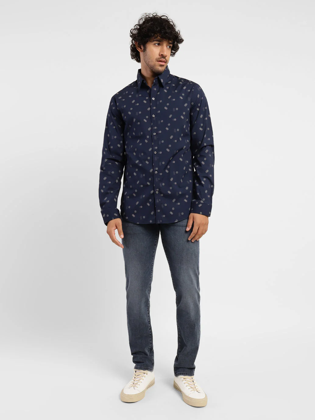 Men's Geometric Print Spread Collar Shirt - Image 5
