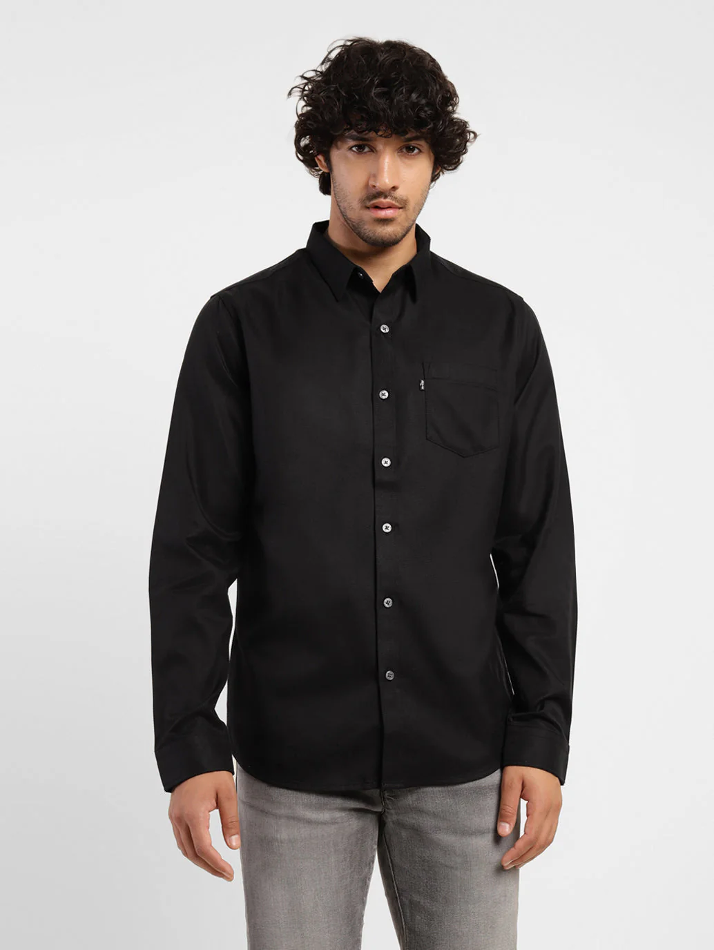 Men's Solid Spread Collar Shirt
