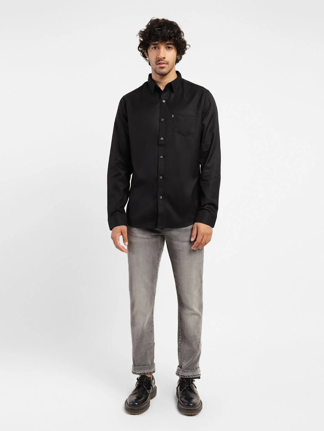 Men's Solid Spread Collar Shirt - Image 5
