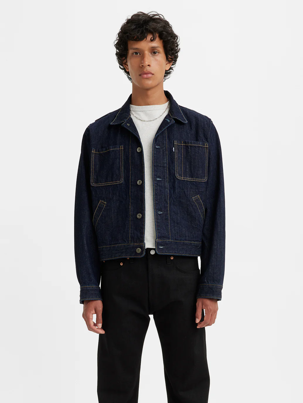 Men's Solid Blue Denim Jacket