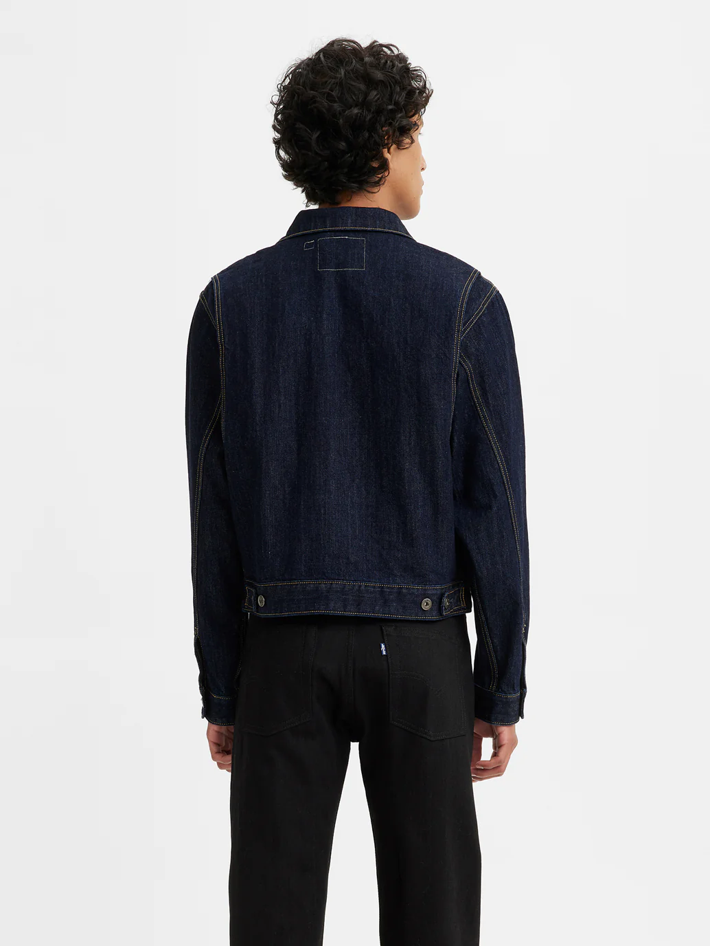 Men's Solid Blue Denim Jacket - Image 4