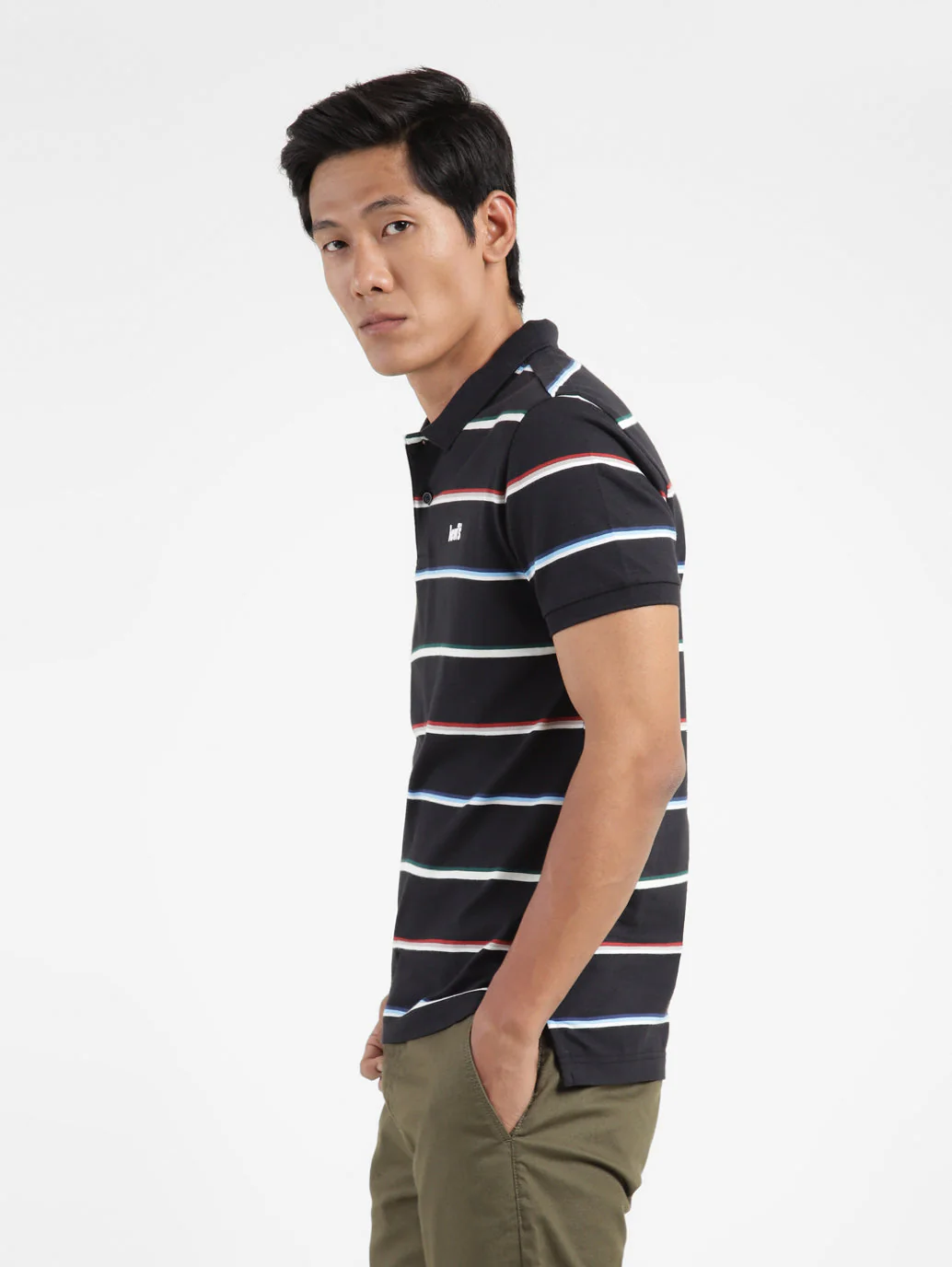 Men's Striped Polo T-shirt - Image 3