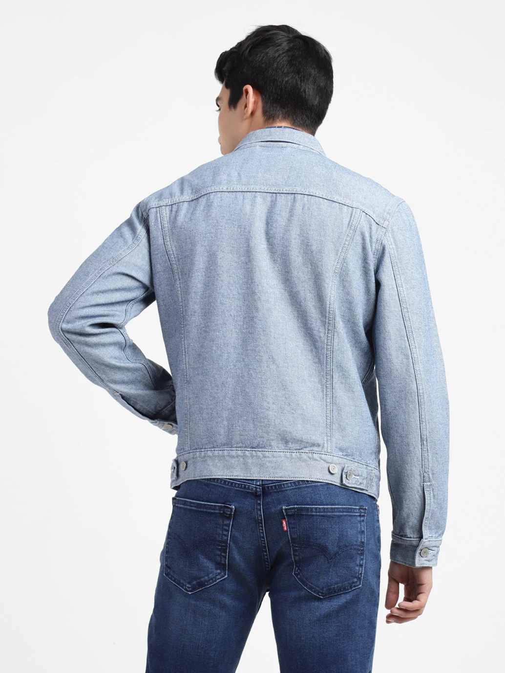 Men's Solid Spread Collar Denim Jacket - Image 3