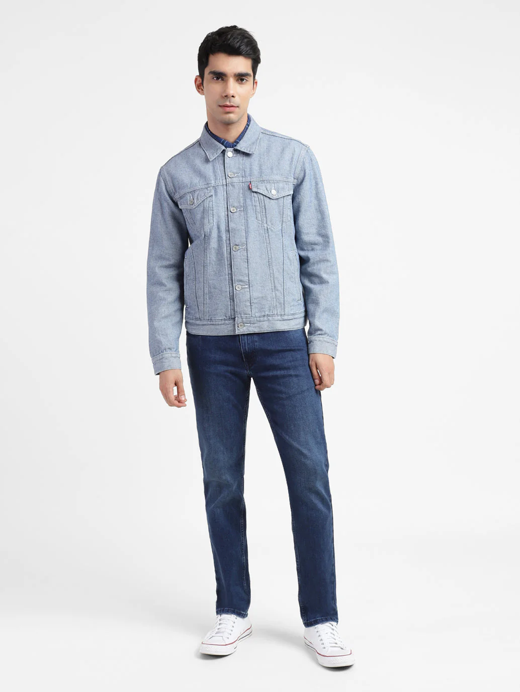 Men's Solid Spread Collar Denim Jacket - Image 6