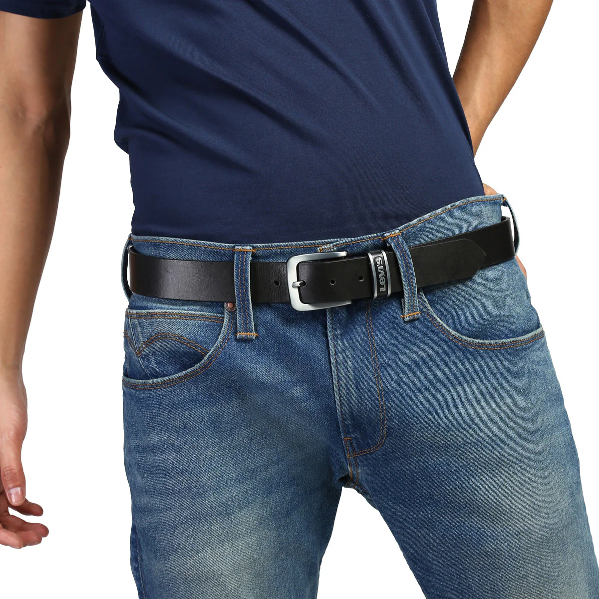 Men's Solid Black Belt - Image 6