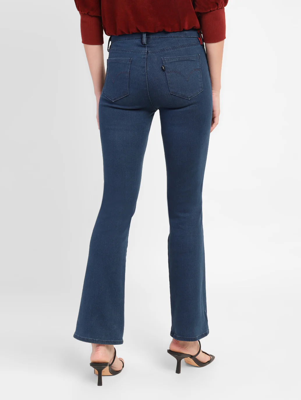 Women's 715 Blue Flared Fit Mid Rise Jeans - Image 2