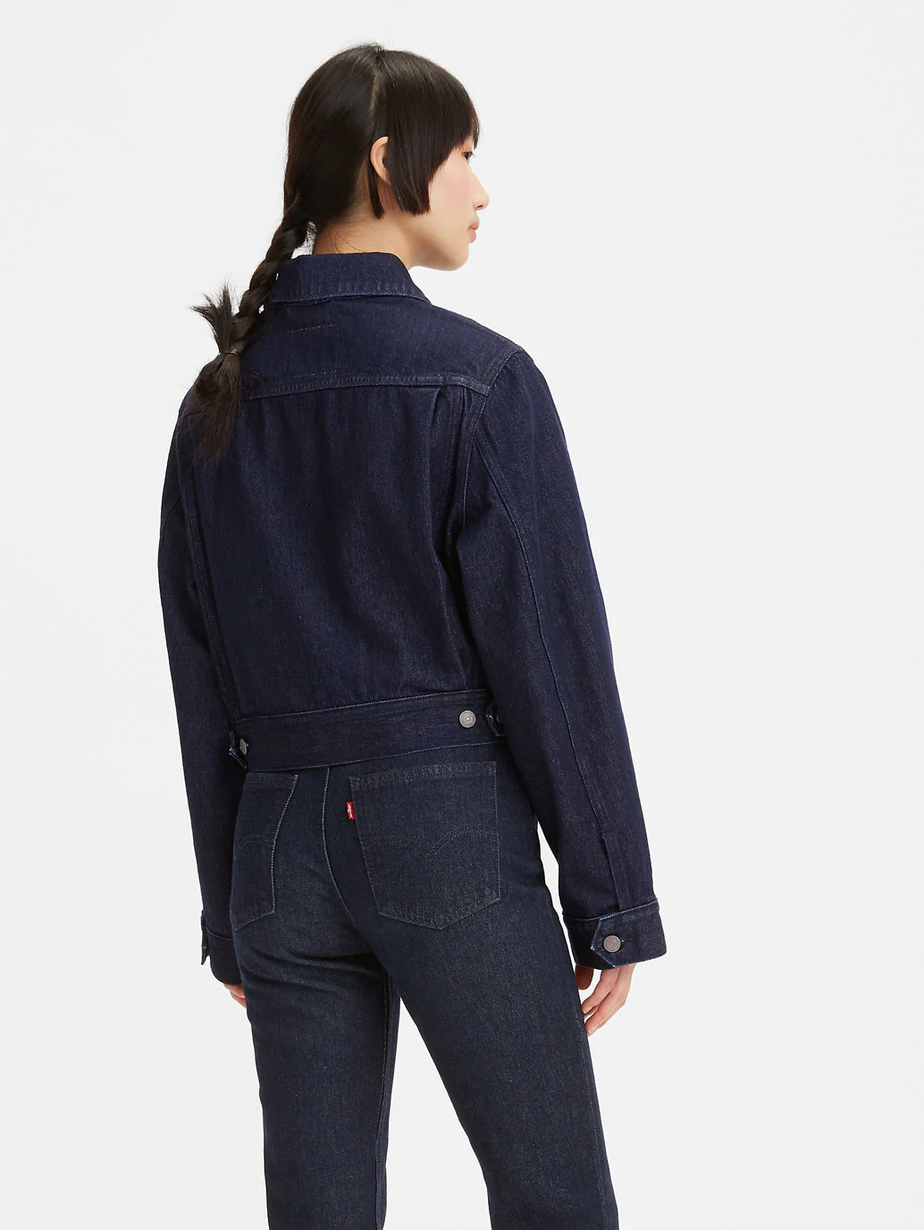 Women's Solid Spread Collar Trucker Jacket - Image 3