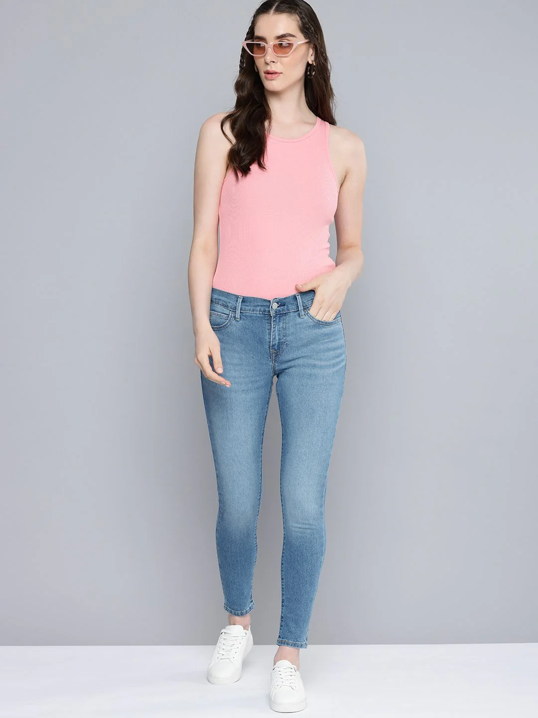 Women's 710 Blue Skinny Fit Mid Rise Jeans
