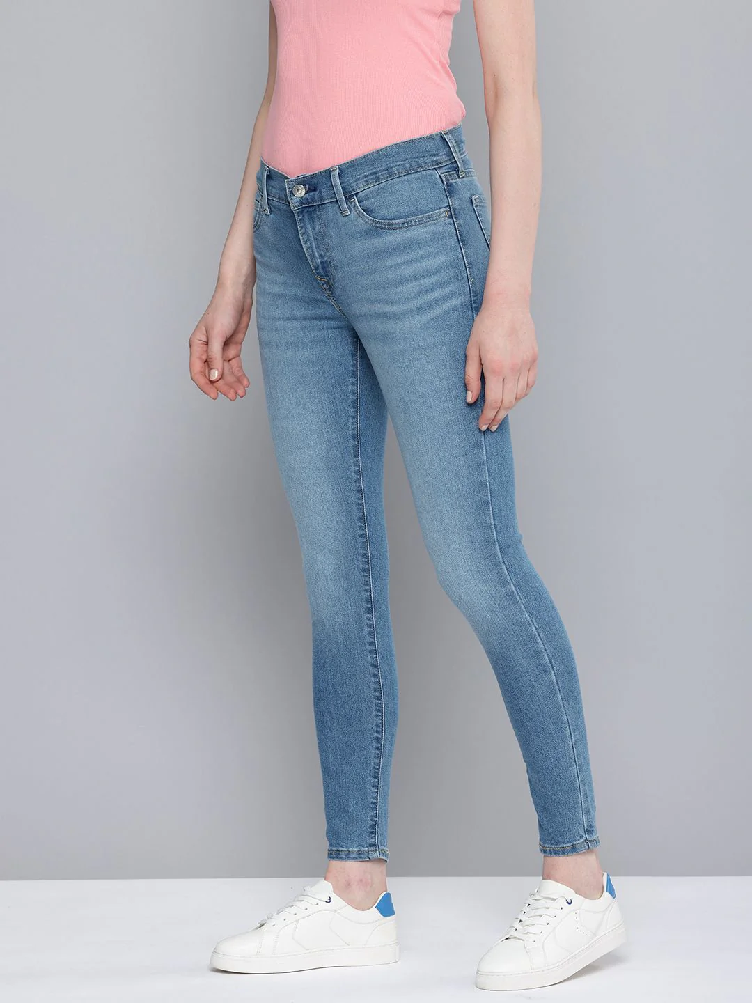 Women's 710 Blue Skinny Fit Mid Rise Jeans - Image 3