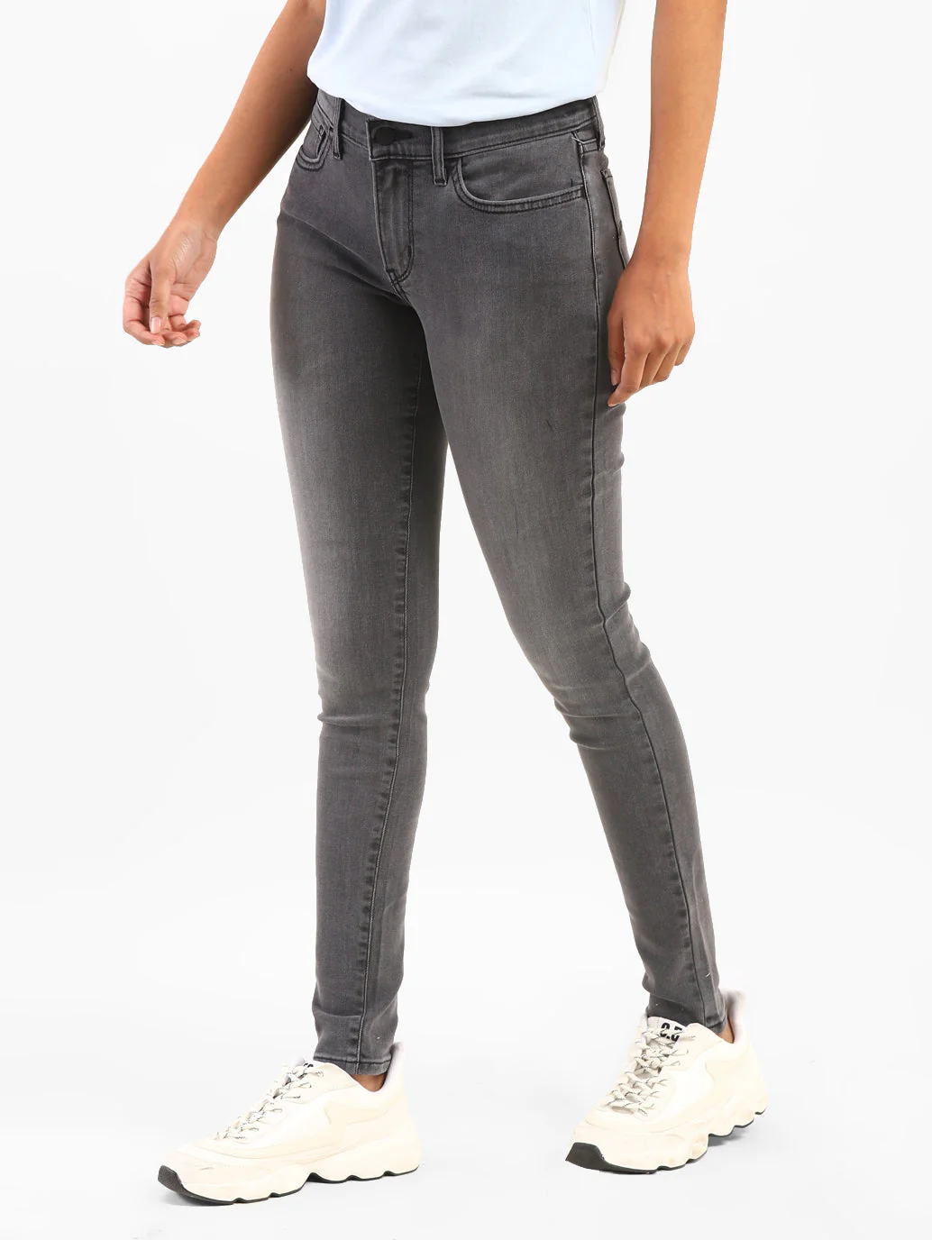 Women's 710 Grey Skinny Fit Mid Rise Jeans - Image 3