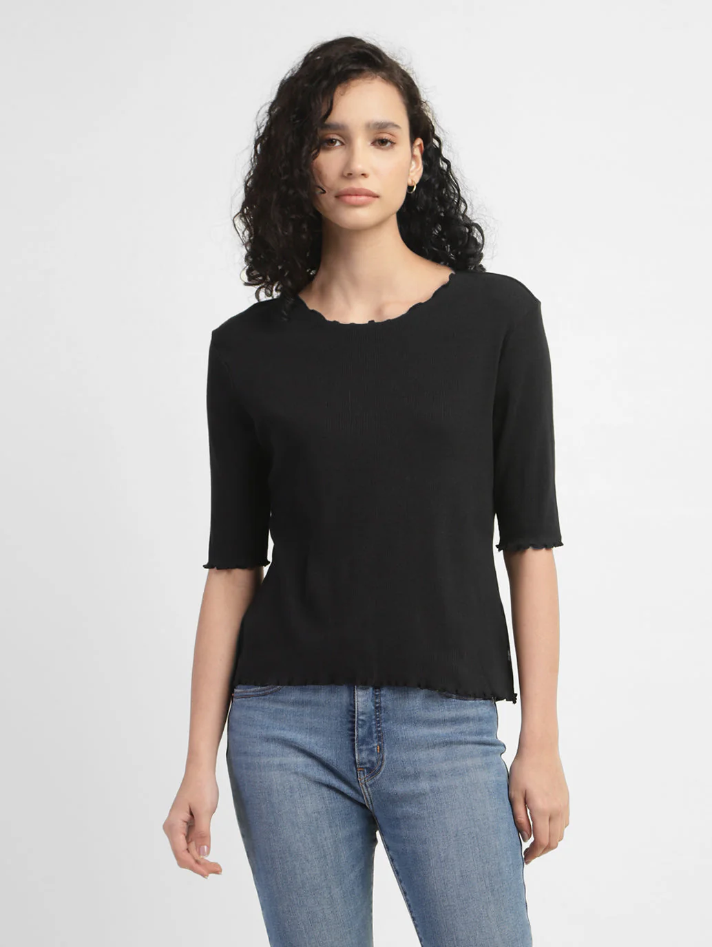 Women's Solid Round NeckT-shirt - Image 2