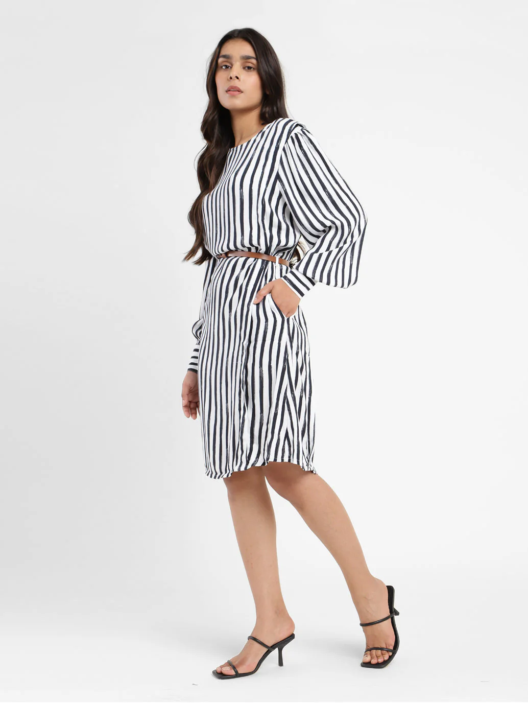 Women's Striped Round Neck Dress - Image 4