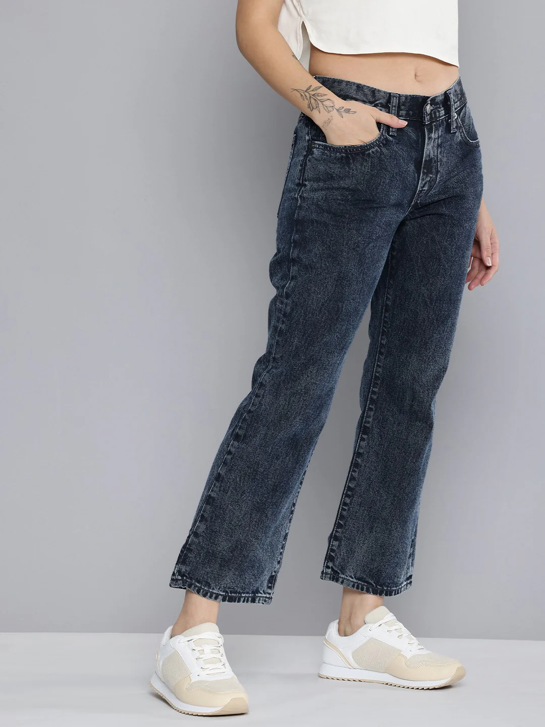 Women's Blue Bootcut Fit Mid Rise Jeans - Image 3