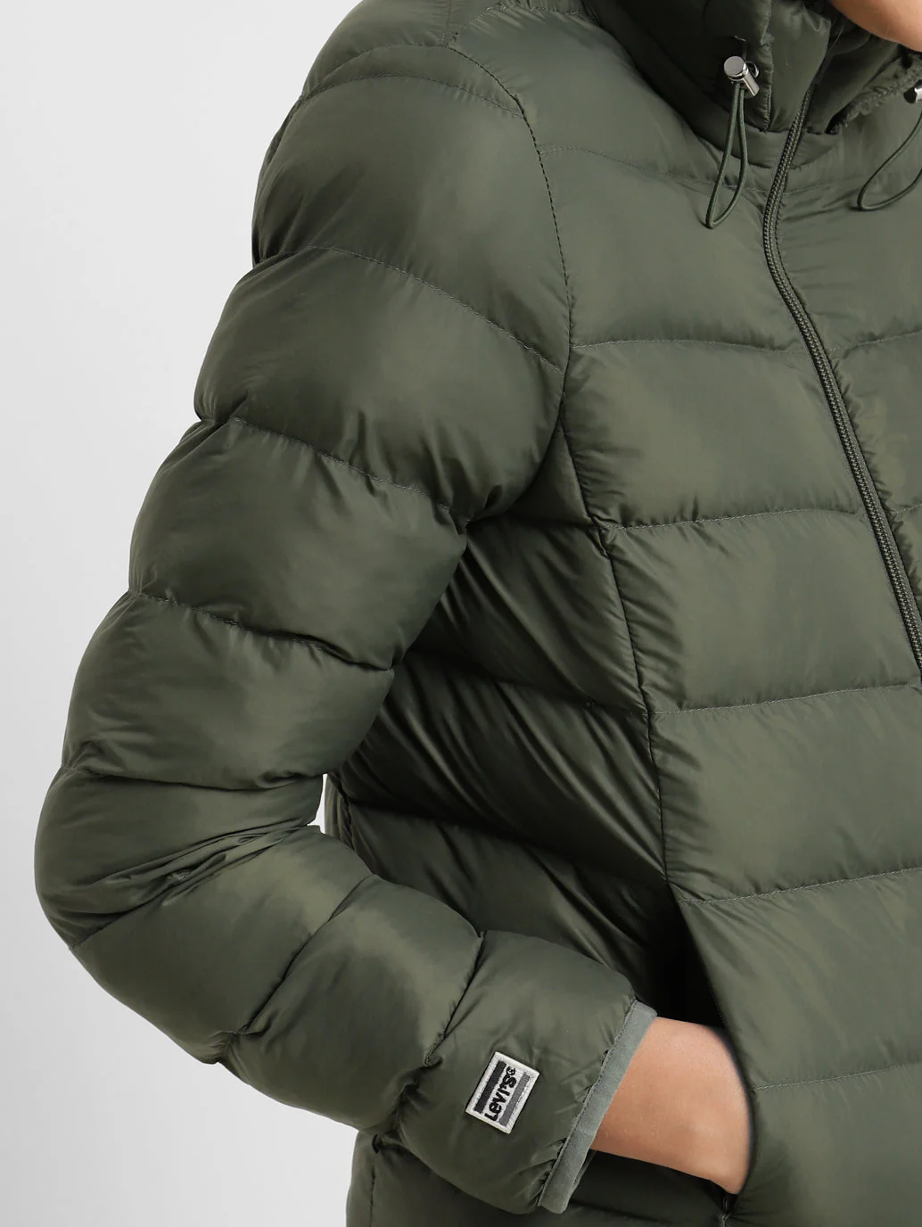 Women's Solid Hooded Quilted Jacket - Image 4
