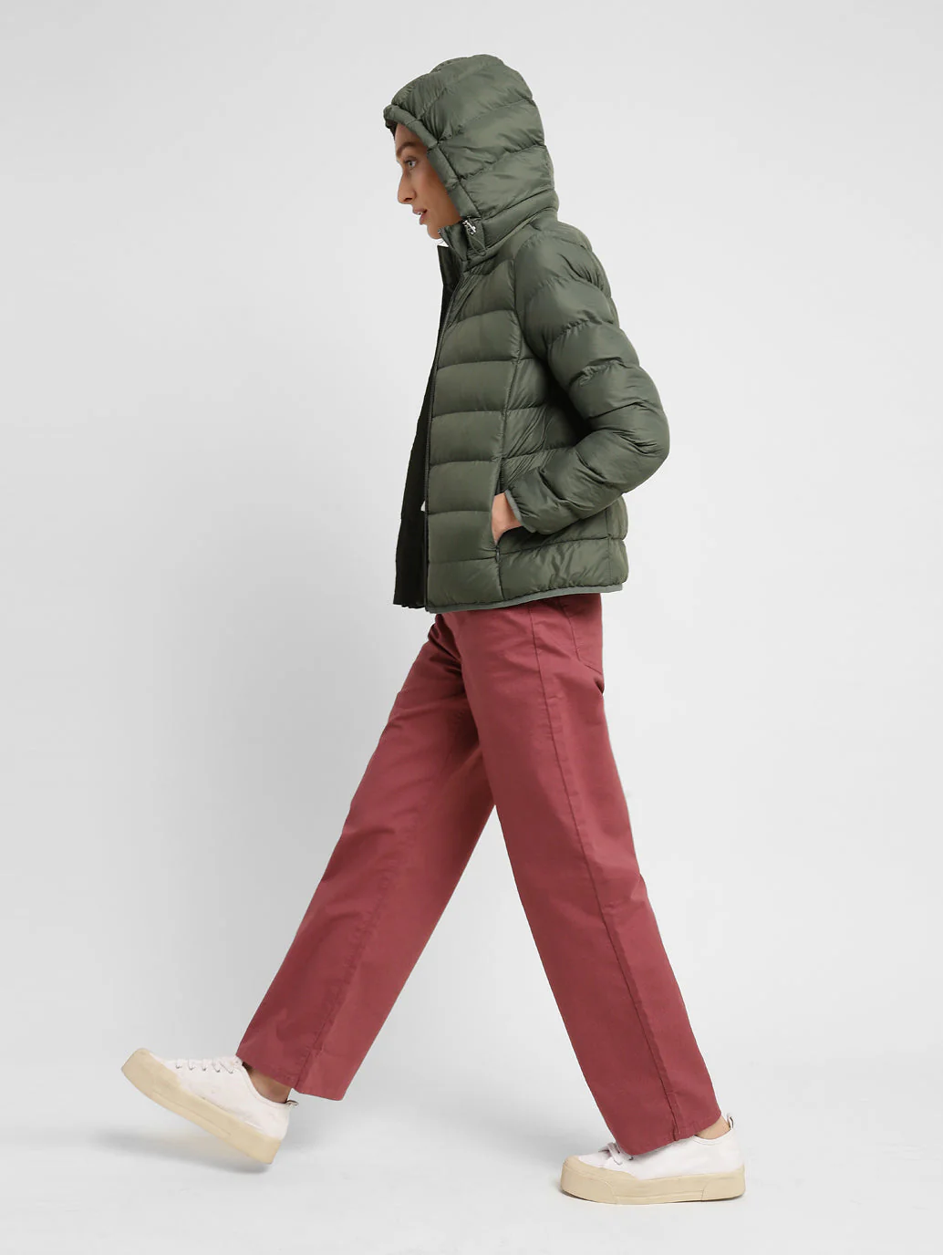 Women's Solid Hooded Quilted Jacket - Image 6