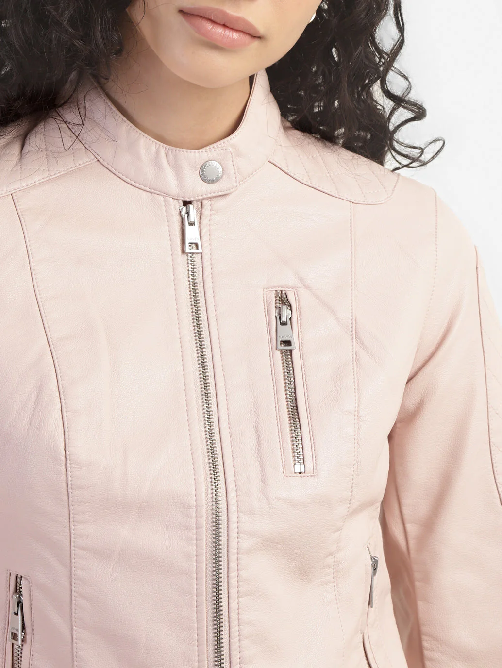 Women's Solid Band Neck Jackets - Image 6