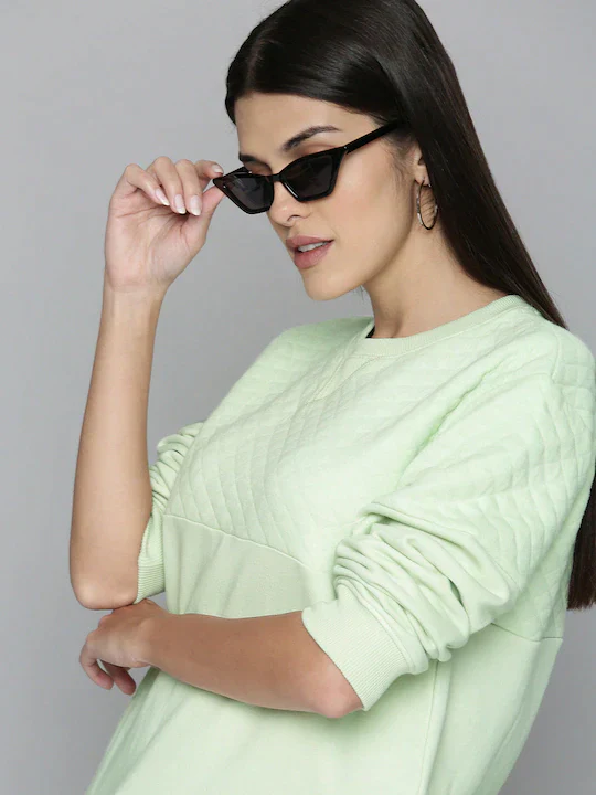 Women's Textured Crew Neck Sweatshirt - Image 2
