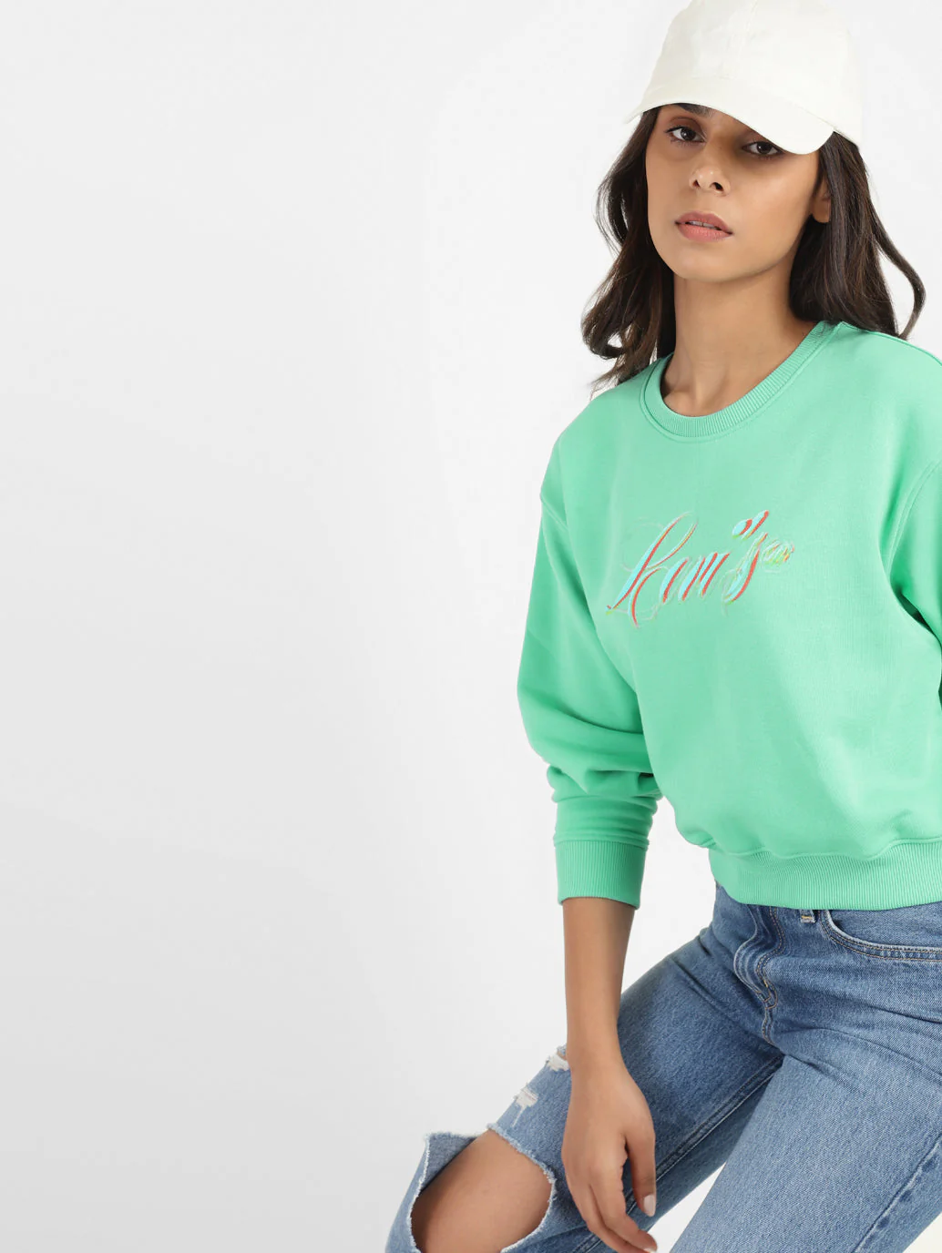 Women's Brand Logo Round Neck Sweatshirt - Image 2