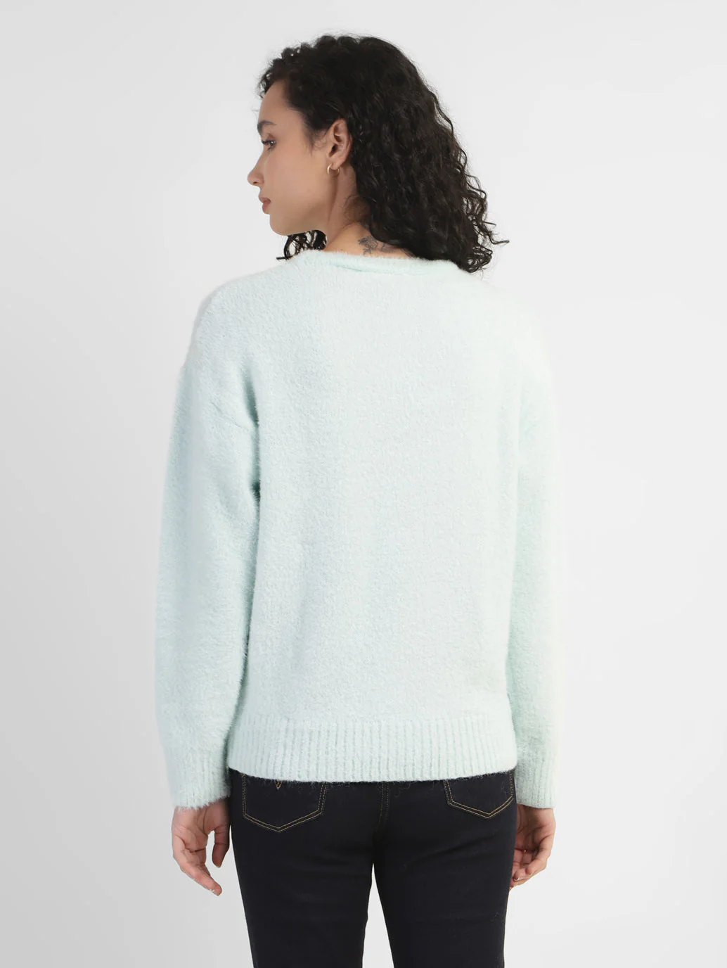 Women's Solid Crew Neck Sweater - Image 3
