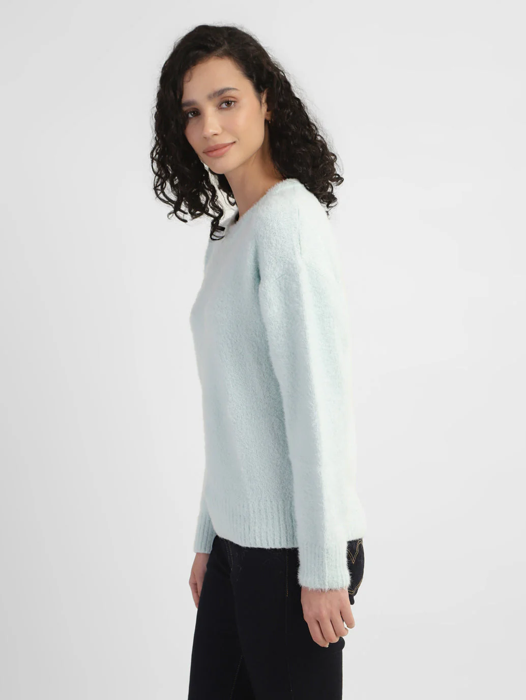 Women's Solid Crew Neck Sweater - Image 4