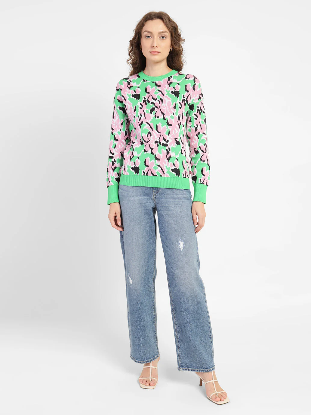 Women's Floral Print Crew Neck Sweater - Image 6