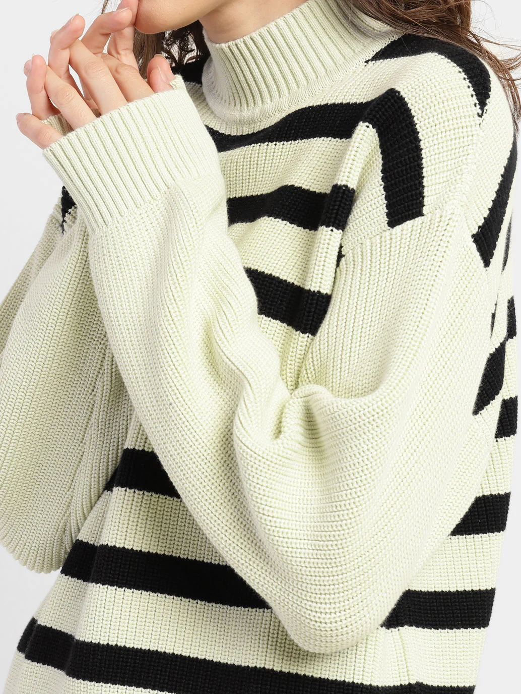 Women's Striped High Neck Sweater - Image 5