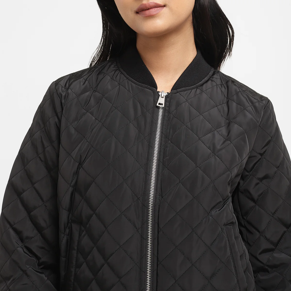Women's Solid Black Collar Neck Jacket - Image 3