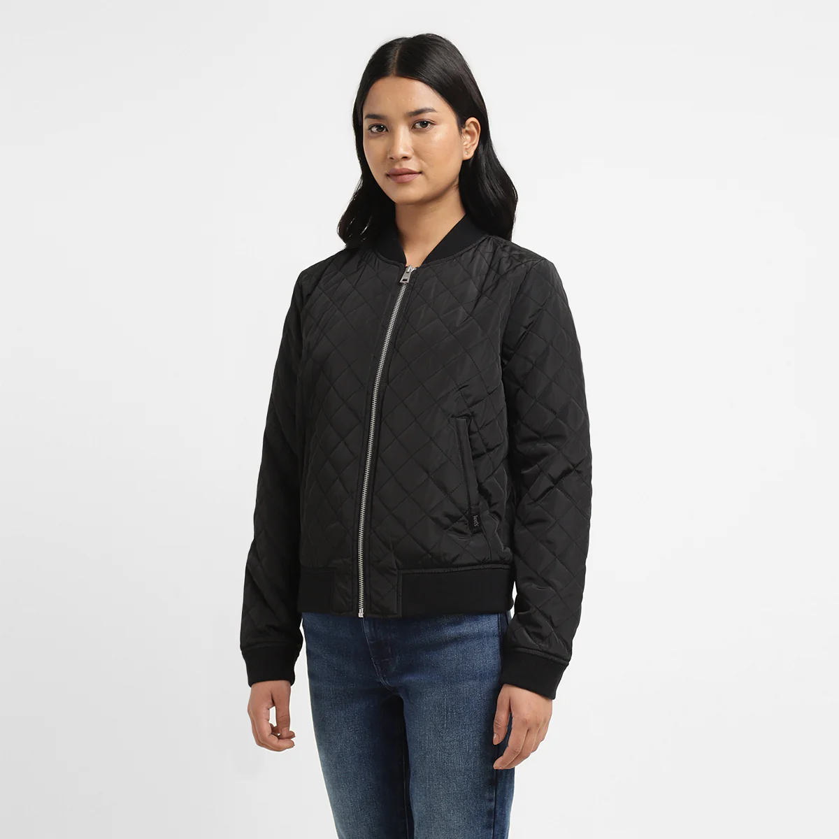 Women's Solid Black Collar Neck Jacket - Image 4