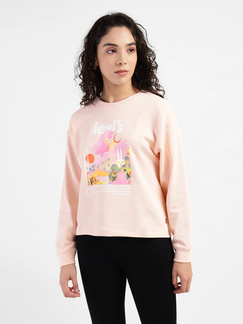 Women's Graphic Print Round Neck Sweatshirt - Image 2