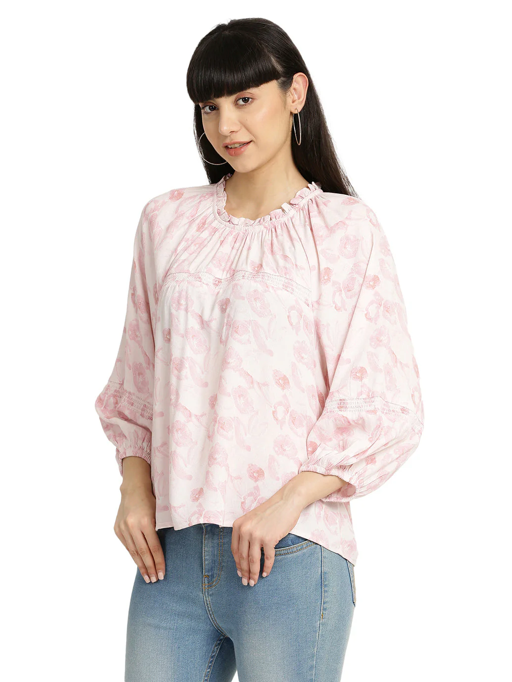 Women's Floral Print Round Neck Top - Image 2