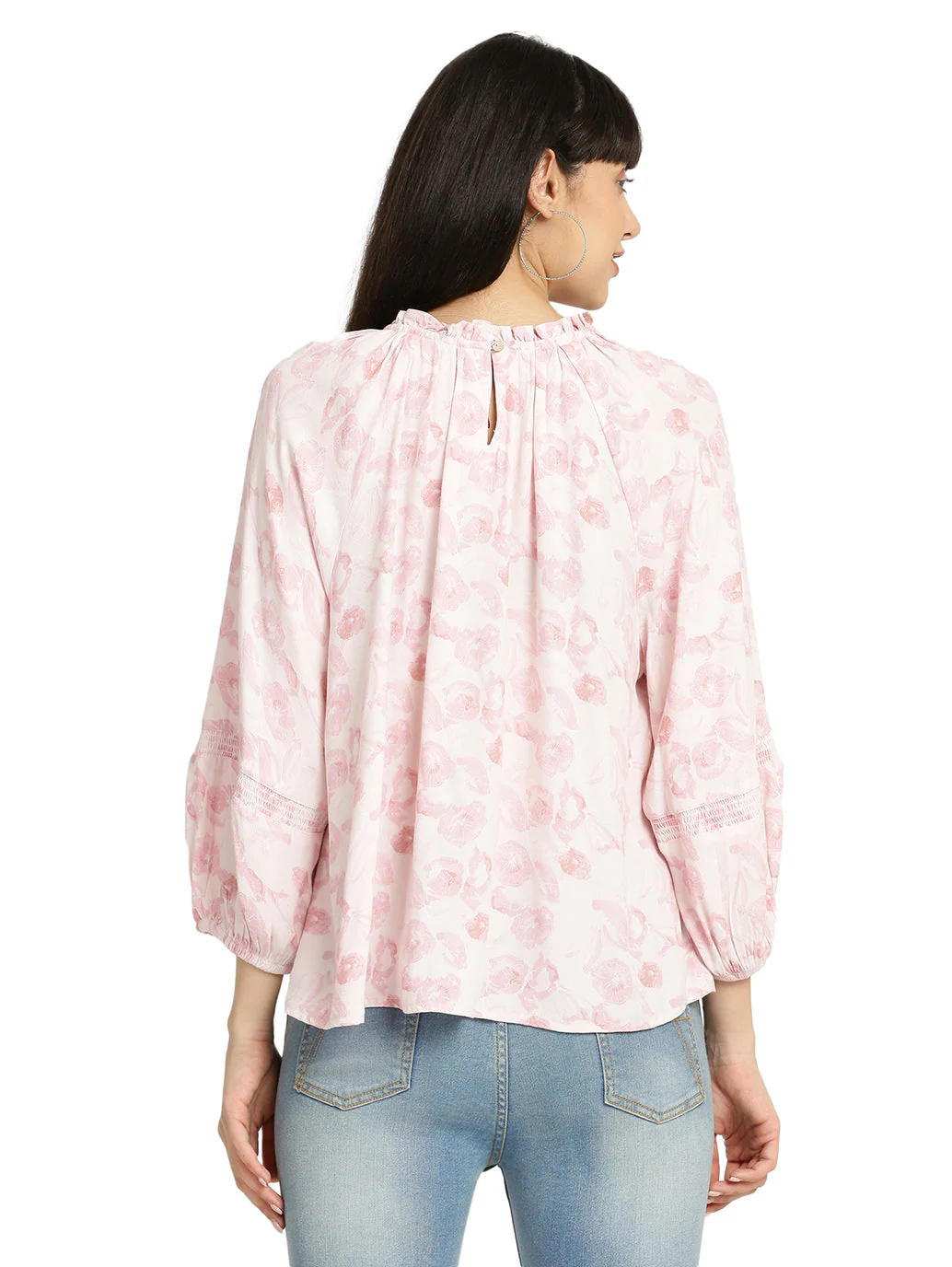 Women's Floral Print Round Neck Top - Image 3