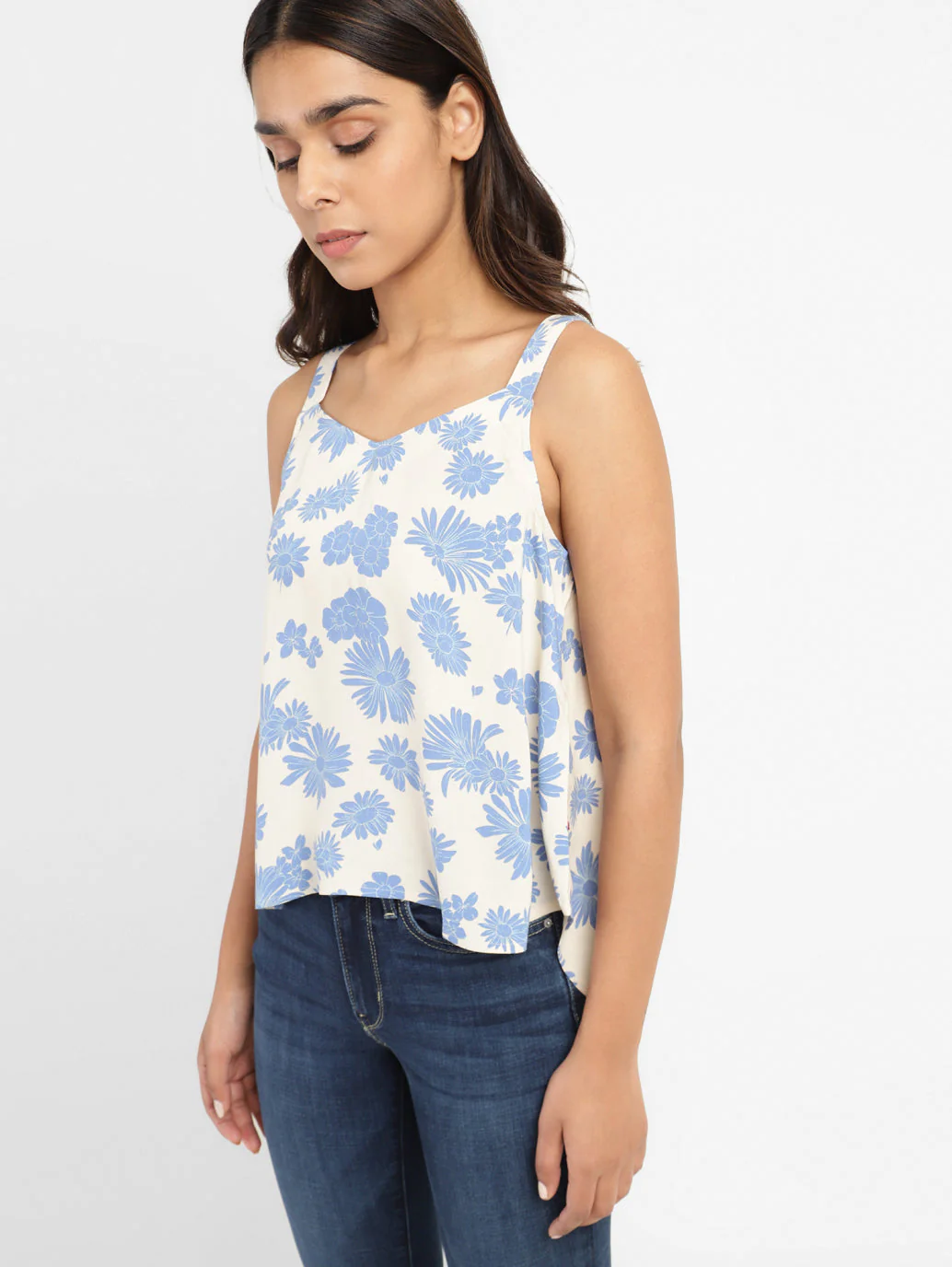 Women's Floral Print Sweet Heart Neck Top - Image 2