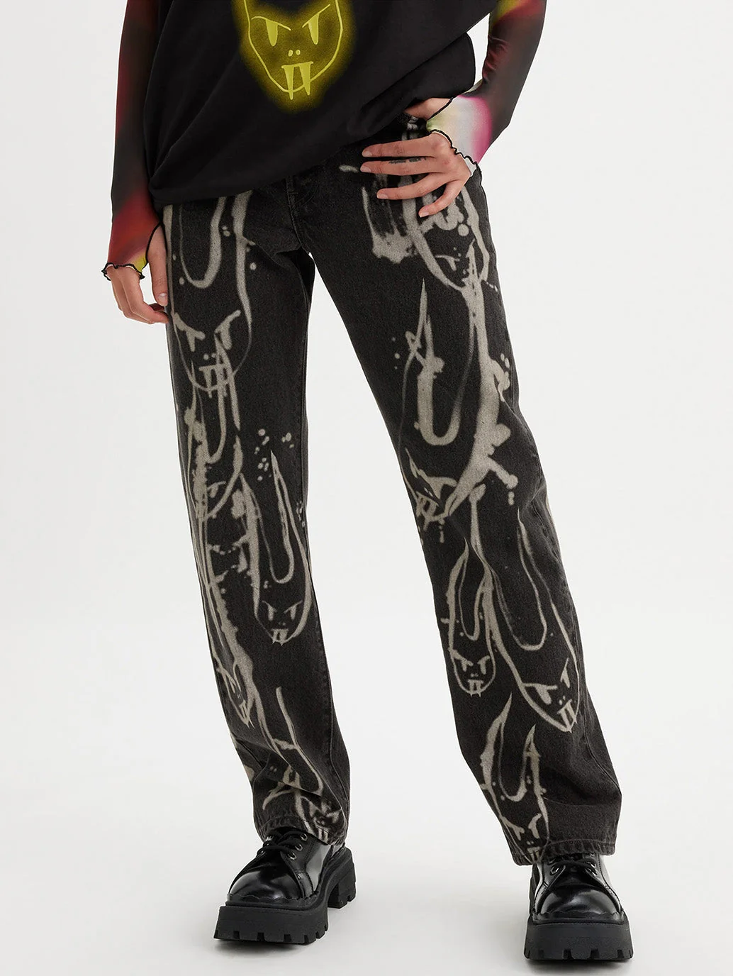 Women's 501 Black Straight Fit Mid Rise Jeans - Image 3